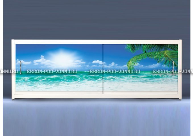 Экран на роликах EUROPLEX Пляж – купить по цене 12400 руб. в интернет-магазине в городе Йошкар-Ола картинка 1