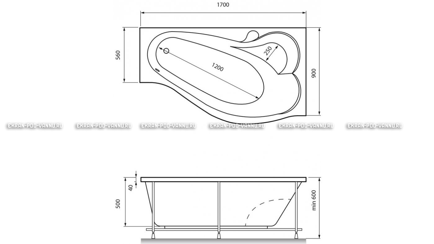 Акриловая ванна Relisan Isabella 170x90x60 – купить по цене 24130 руб. в интернет-магазине в городе Йошкар-Ола картинка 13