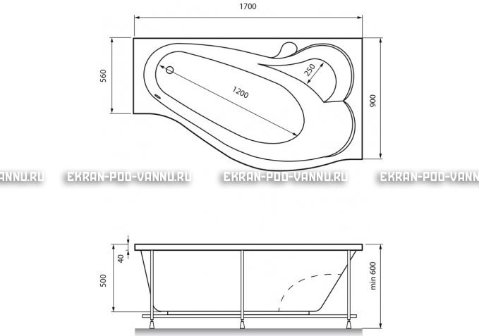 Акриловая ванна Relisan Isabella 170x90x60 – купить по цене 24130 руб. в интернет-магазине в городе Йошкар-Ола картинка 4