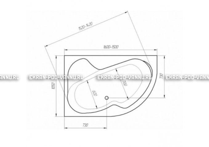Акриловая ванна 1MarKa Aura 150x105 – купить по цене 16250 руб. в интернет-магазине в городе Йошкар-Ола картинка 3