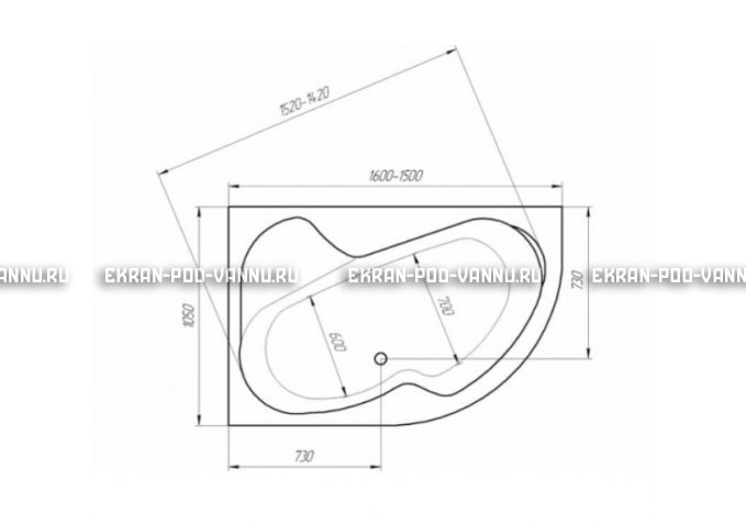 Акриловая ванна 1MarKa Imago 160x105 – купить по цене 16700 руб. в интернет-магазине в городе Йошкар-Ола картинка 3
