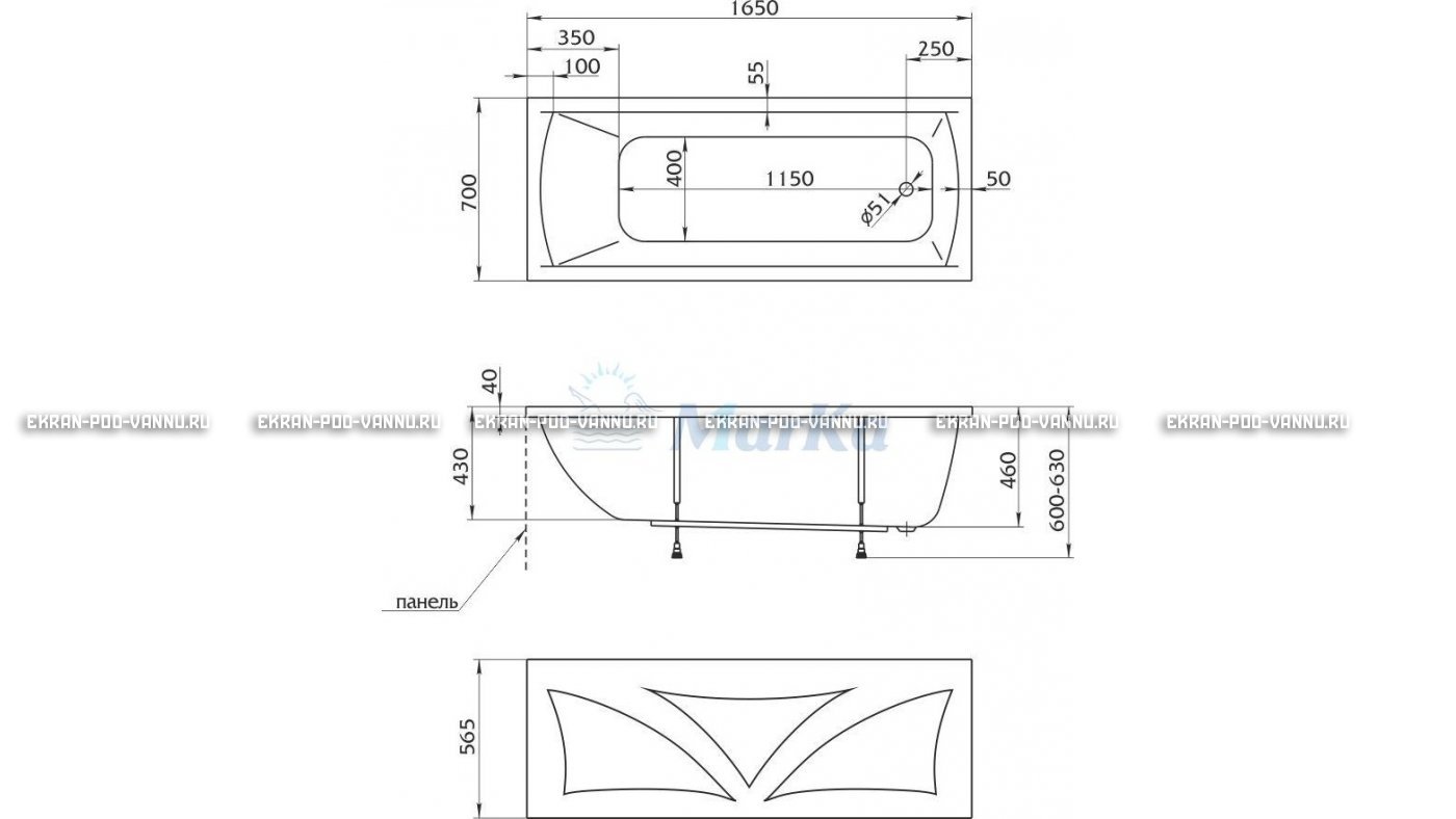 Акриловая ванна 1MarKa Modern 165x70 – купить по цене 9810 руб. в интернет-магазине в городе Йошкар-Ола картинка 16