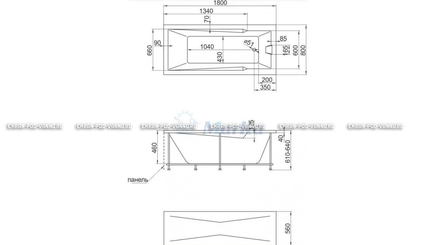 Акриловая ванна 1MarKa Raguza 180x80 – купить по цене 17854 руб. в интернет-магазине в городе Йошкар-Ола картинка 13