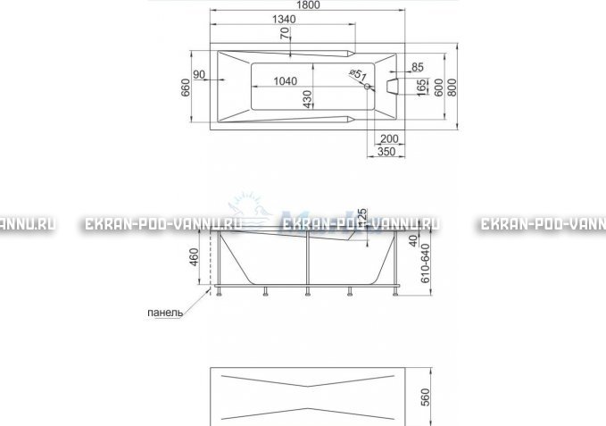 Акриловая ванна 1MarKa Raguza 180x80 – купить по цене 17854 руб. в интернет-магазине в городе Йошкар-Ола картинка 4