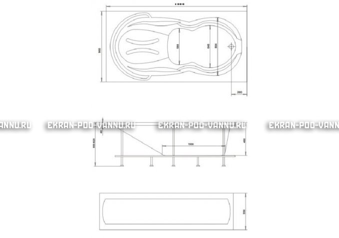 Акриловая ванна 1MarKa Taormina 180x90 – купить по цене 17670 руб. в интернет-магазине в городе Йошкар-Ола картинка 3