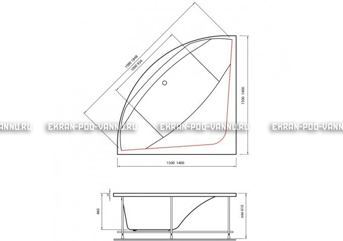 Акриловая ванна Vayer Boomerang 140x140 – купить по цене 53070 руб. в интернет-магазине в городе Йошкар-Ола картинка 4