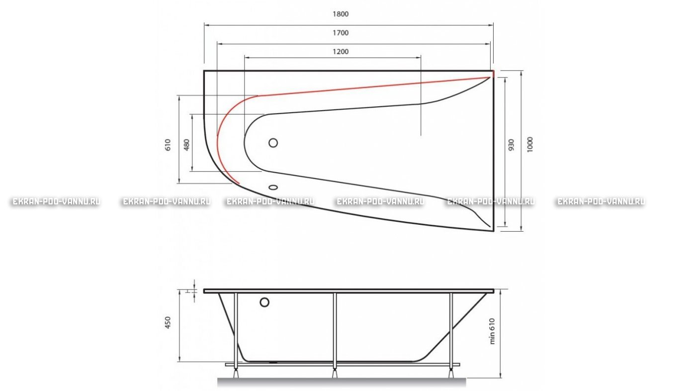 Акриловая ванна Vayer Boomerang 180x100 – купить по цене 53030 руб. в интернет-магазине в городе Йошкар-Ола картинка 13