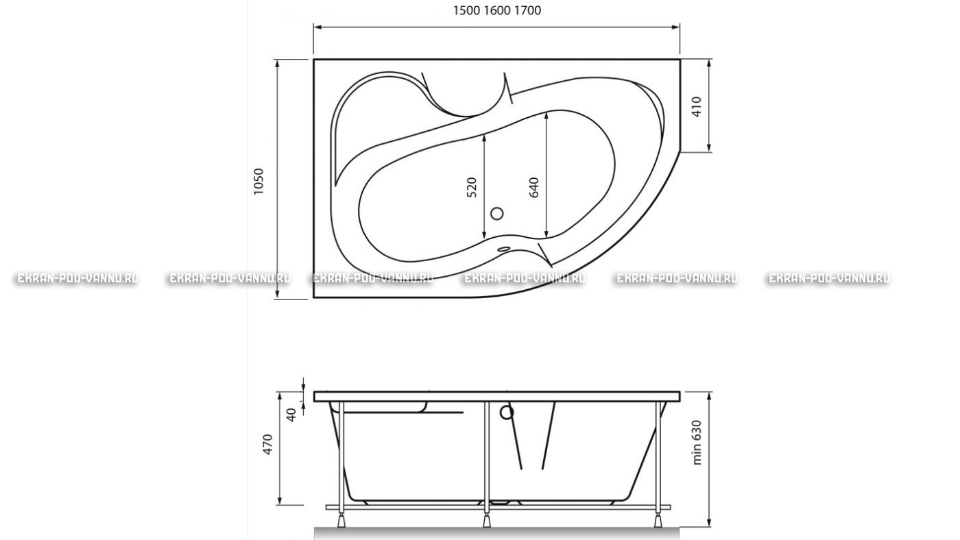 Акриловая ванна Vayer Azalia 160x105 – купить по цене 28220 руб. в интернет-магазине в городе Йошкар-Ола картинка 16