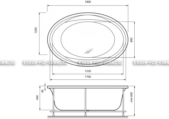Акриловая ванна Vayer Opal 180x120 – купить по цене 33850 руб. в интернет-магазине в городе Йошкар-Ола картинка 4